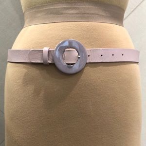Lilac purple Italian leather belt w circle buckle